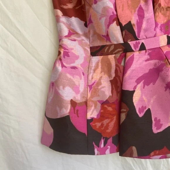 Cameo Strapless Abstract Floral Bustier Top Peplum Corset Modern Party Size S - Picture 5 of 15